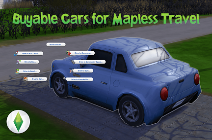 Mod Voitures achetables pour Mapless Travel Sims 4