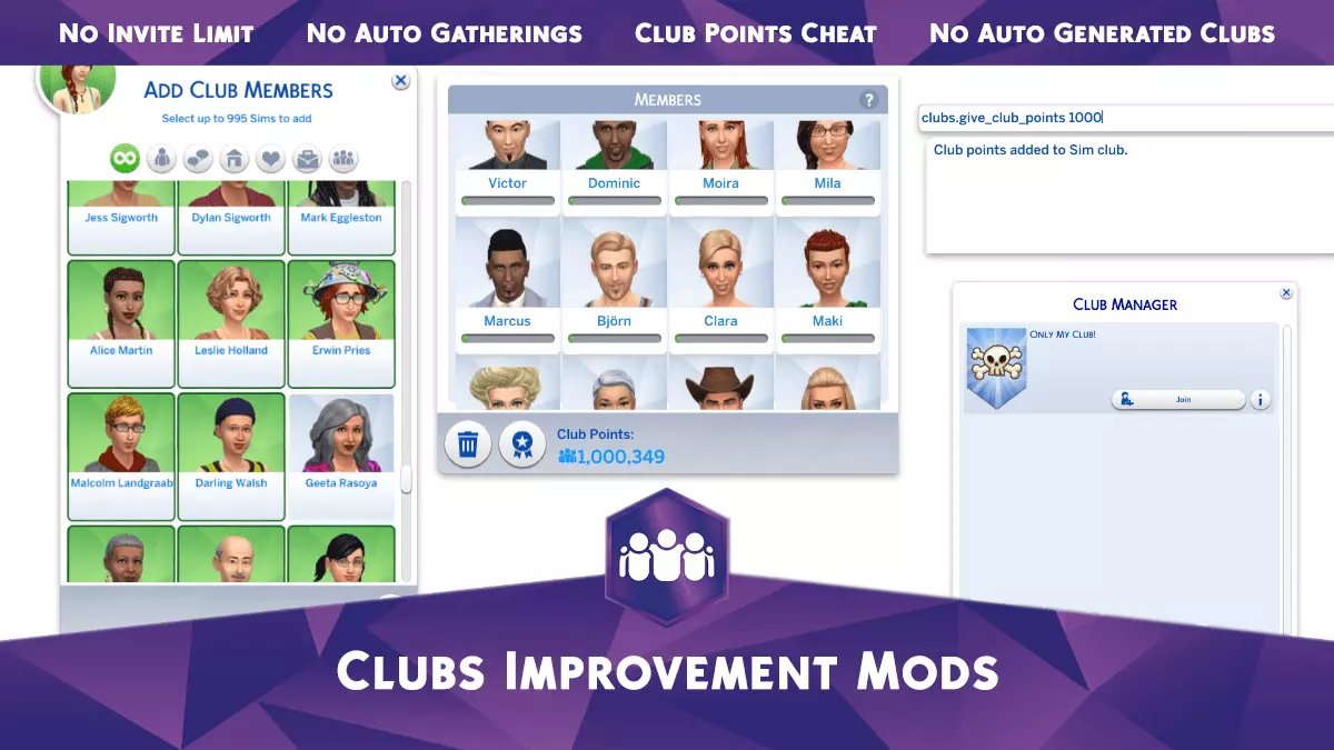 Mod Mods d'amélioration des clubs Sims 4