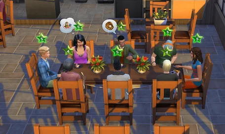 Mod  Dîners de groupe de restaurant de 4, 5, 6, 7 et 8 Sims 4